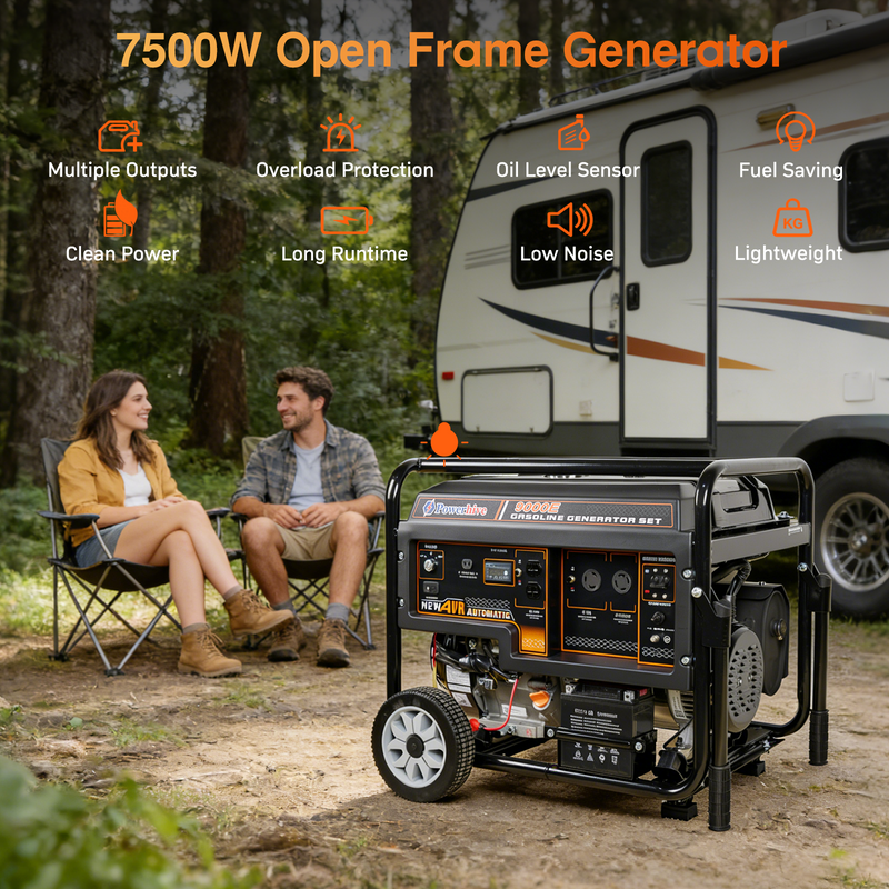 POWERHIVE Open Frame Gasoline Generator 10.5-11.5kW – Mod.9000E | Heavy-Duty Construction Power