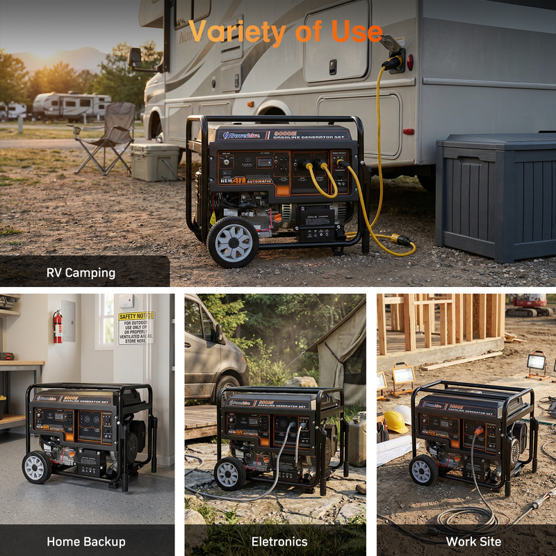 POWERHIVE Open Frame Gasoline Generator 10.5-11.5kW – Mod.9000E | Heavy-Duty Construction Power