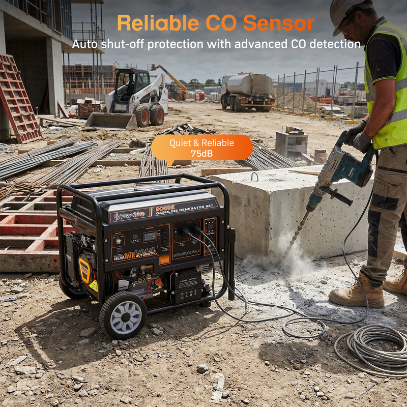 POWERHIVE Open Frame Gasoline Generator 10.5-11.5kW – Mod.9000E | Heavy-Duty Construction Power