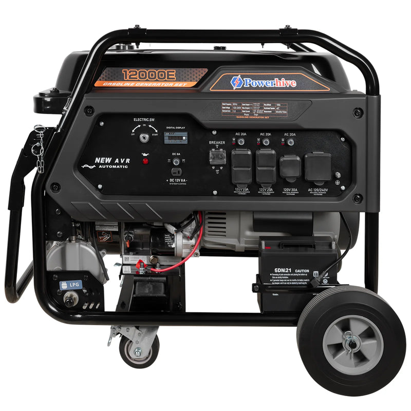 POWERHIVE Open Frame Dual-Fuel Generator 11–12kW – Mod.12000E | Heavy-Duty Construction Power