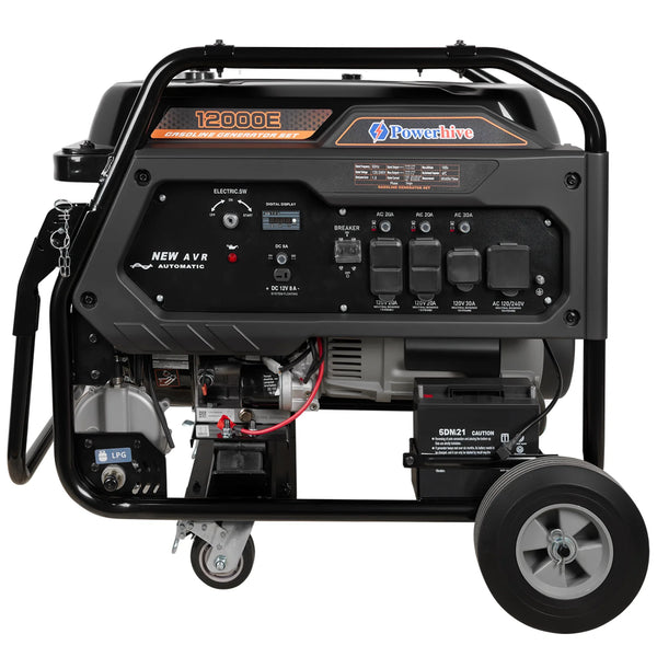 POWERHIVE Open Frame Dual-Fuel Generator 11–12kW – Mod.12000E | Heavy-Duty Construction Power