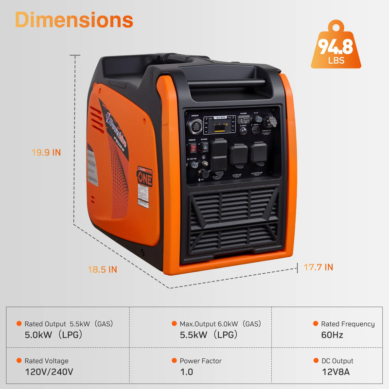 POWERHIVE Enclosed Dual-Fuel Generator 6kW – Mod.6800IE | Silent & Portable Power