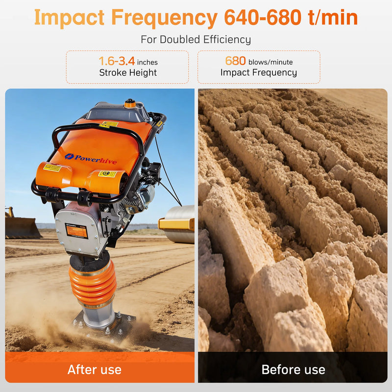 POWERHIVE Impact Hammer – Mod.SR80 | Enhanced Power & Large Base Plate 6.5HP