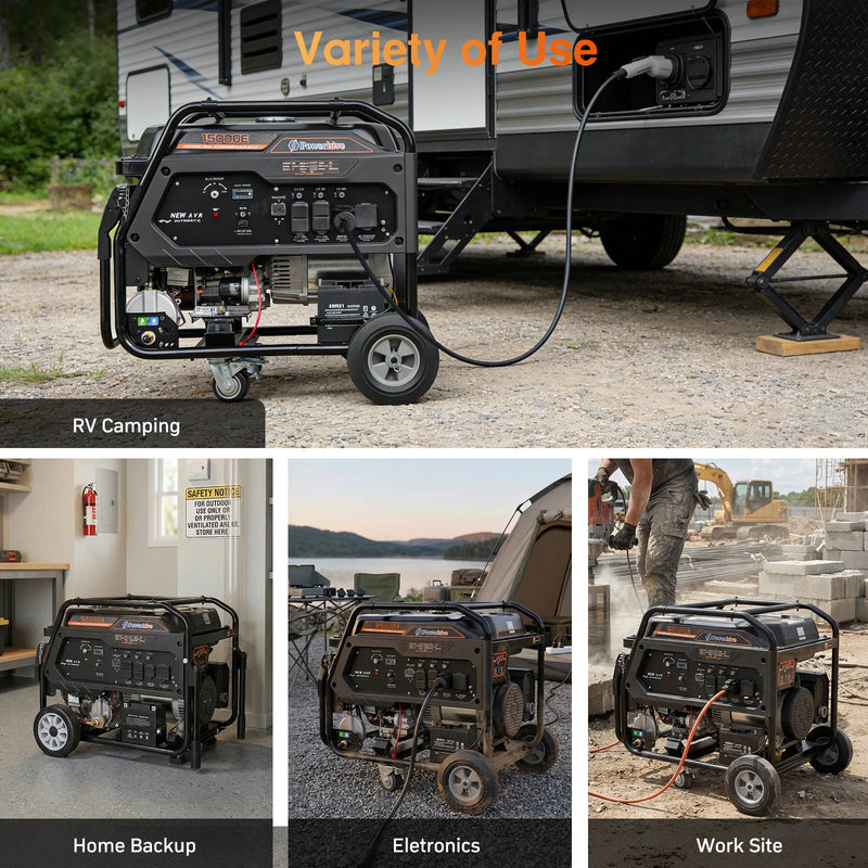 POWERHIVE Open Frame Tri-Fuel Generator 12-13kW – Mod.15000E | Heavy-Duty Construction Power