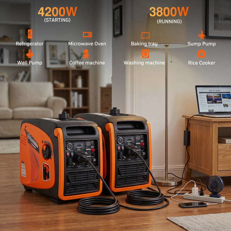 POWERHIVE Enclosed Gasoline Generator 4.2kW – Mod.4800IE | Silent & Portable Power