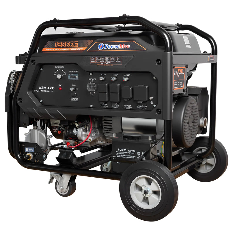 POWERHIVE Open Frame Dual-Fuel Generator 11–12kW – Mod.12000E | Heavy-Duty Construction Power